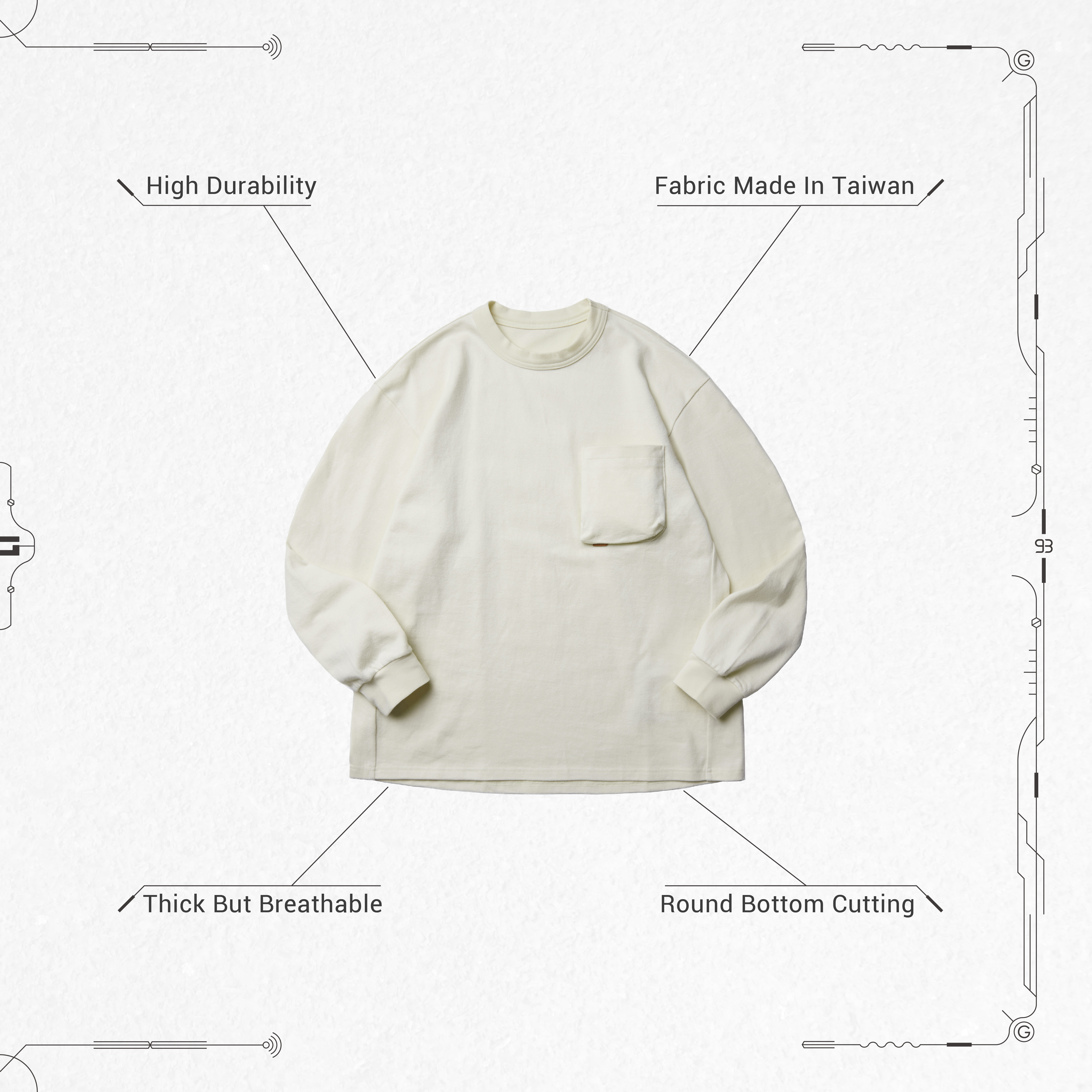 GOOPiMADE “TYPE-X” 3D L/S Pocket Tee - Cream