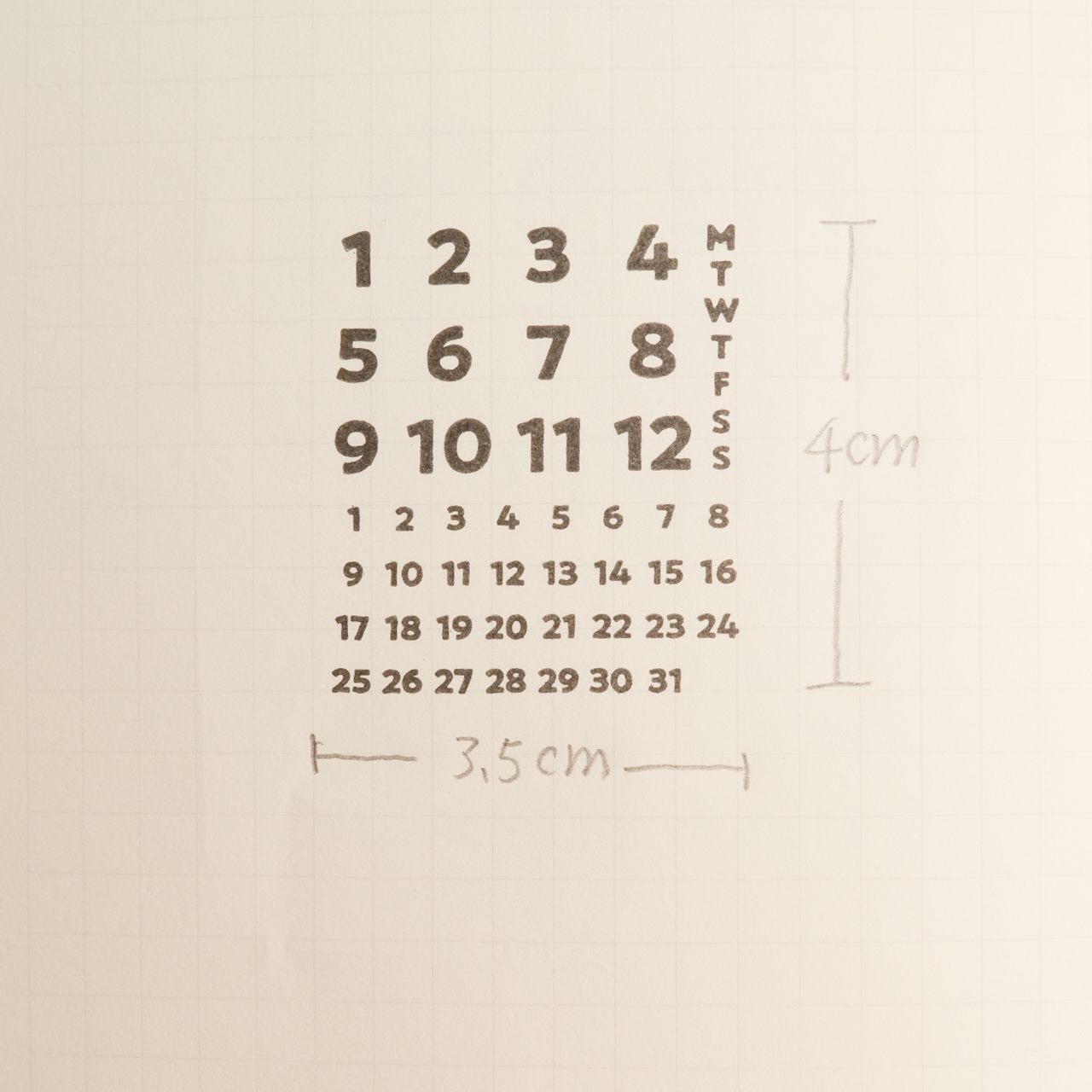 <黑體> 我只想好好當個日付 膠版印章｜一分之一工作室 臺灣