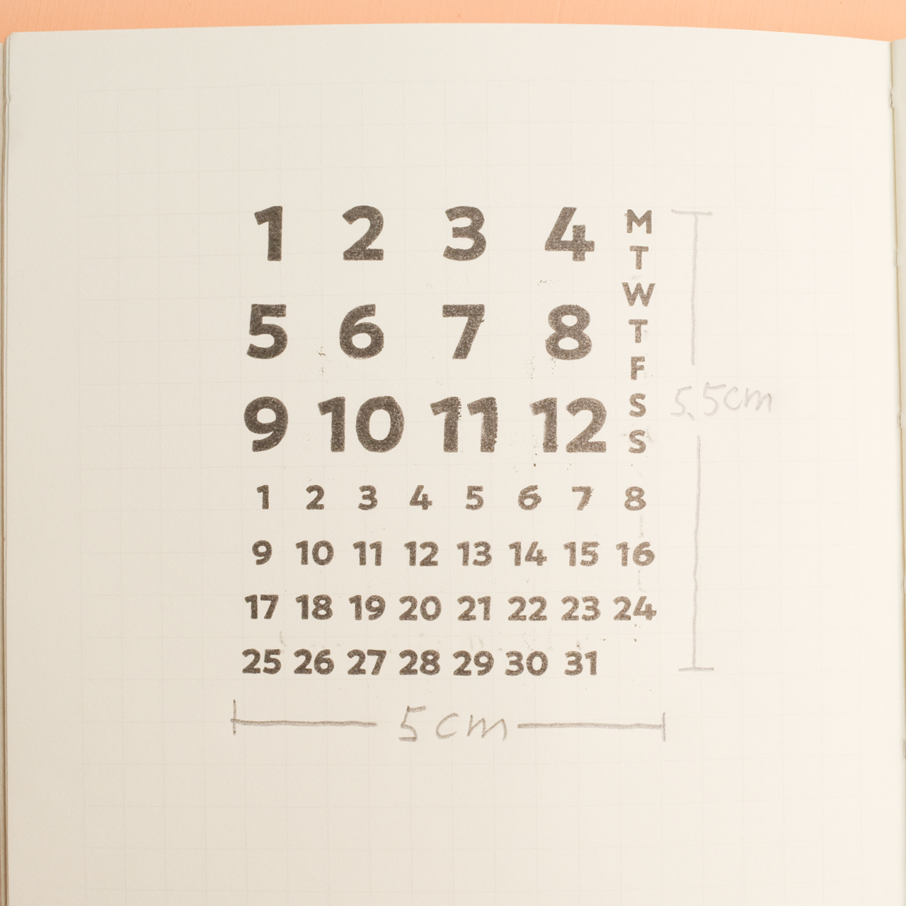 <黑體> 我只想好好當個日付 膠版印章｜一分之一工作室 臺灣