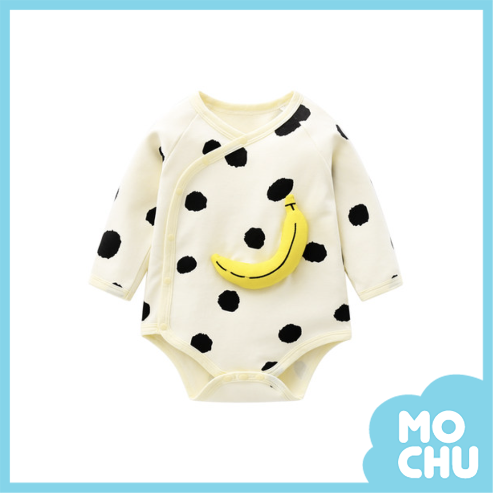 立體小香蕉側開式長袖包屁衣