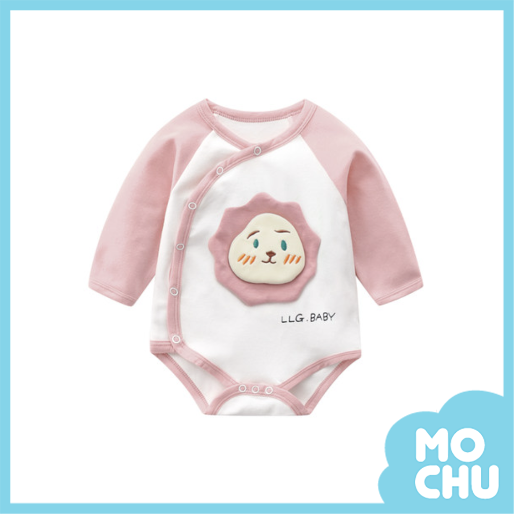 臉紅獅側開式長袖包屁衣