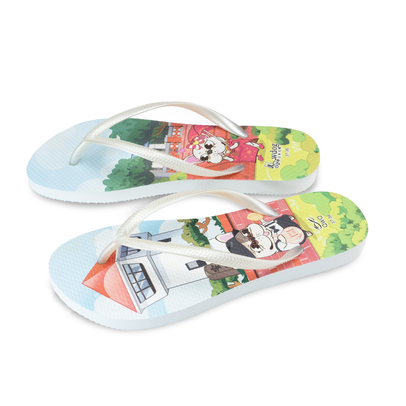 汪來汪趣 安平古堡 女款細帶人字夾腳拖鞋 牛奶白