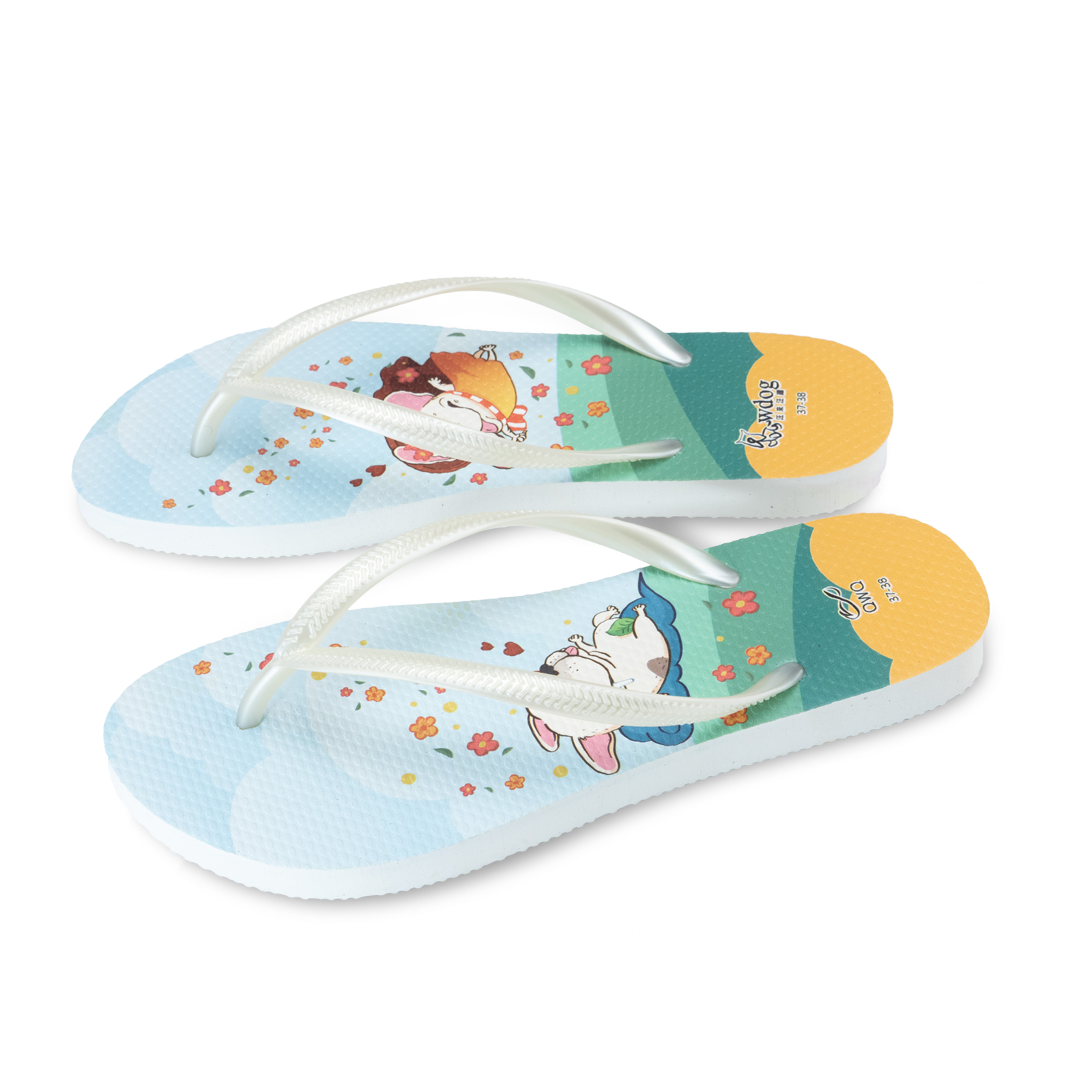 汪來汪趣 創世紀 女款細帶人字夾腳拖鞋 牛奶白