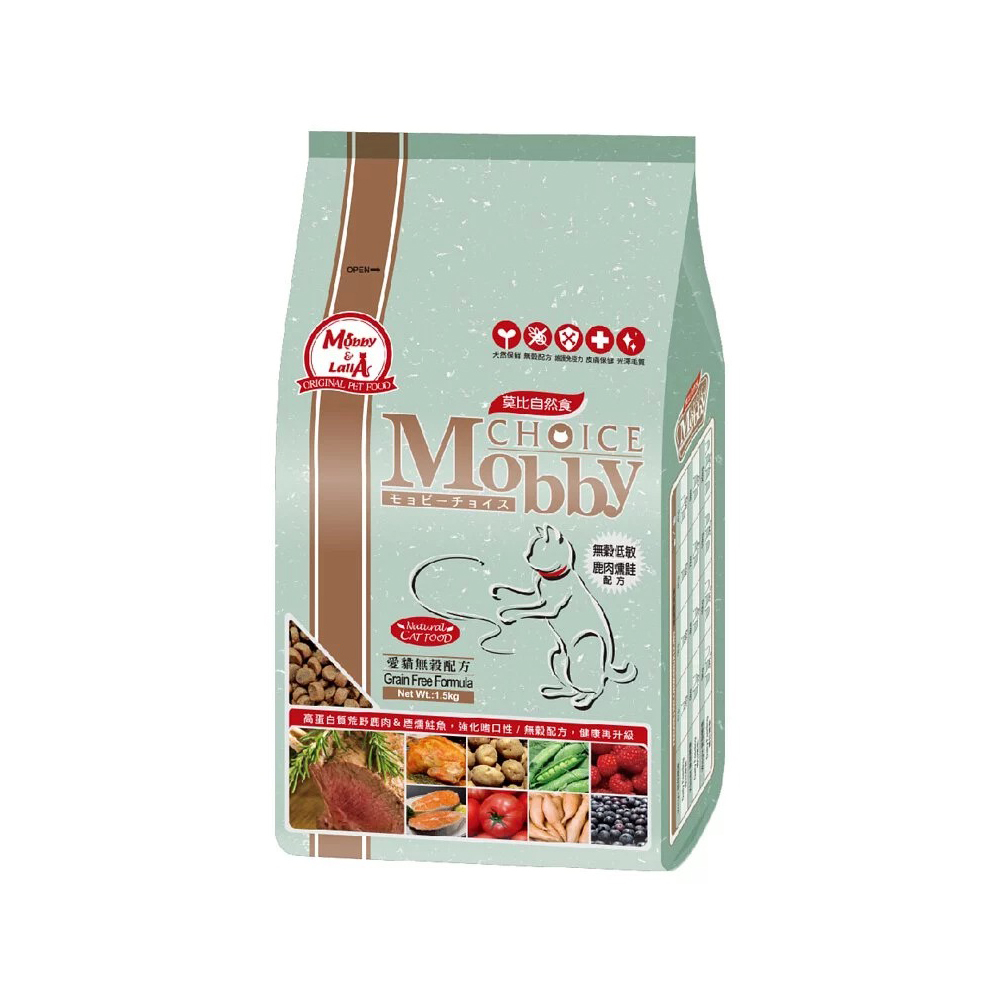 莫比Mobby-愛貓無穀(鹿肉鮭魚)專用配方|貓飼料