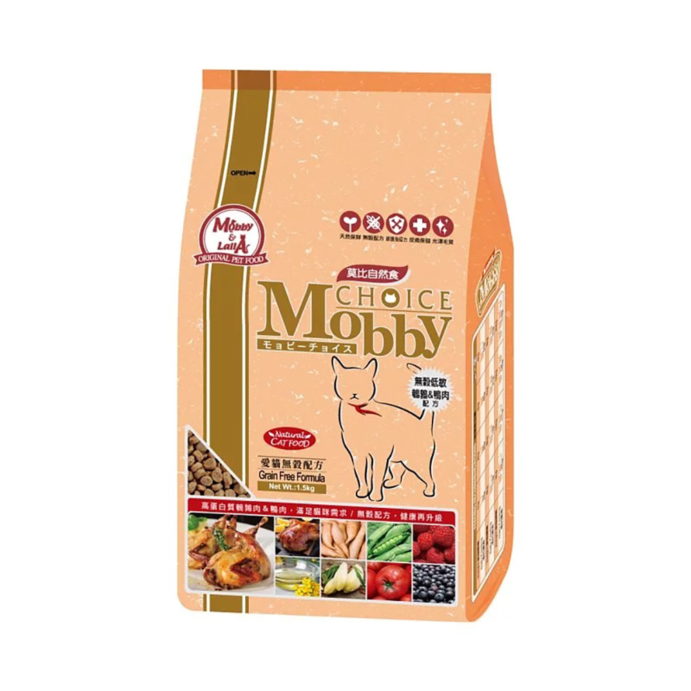 莫比Mobby-愛貓無穀配方(鵪鶉+鴨肉)|貓飼料