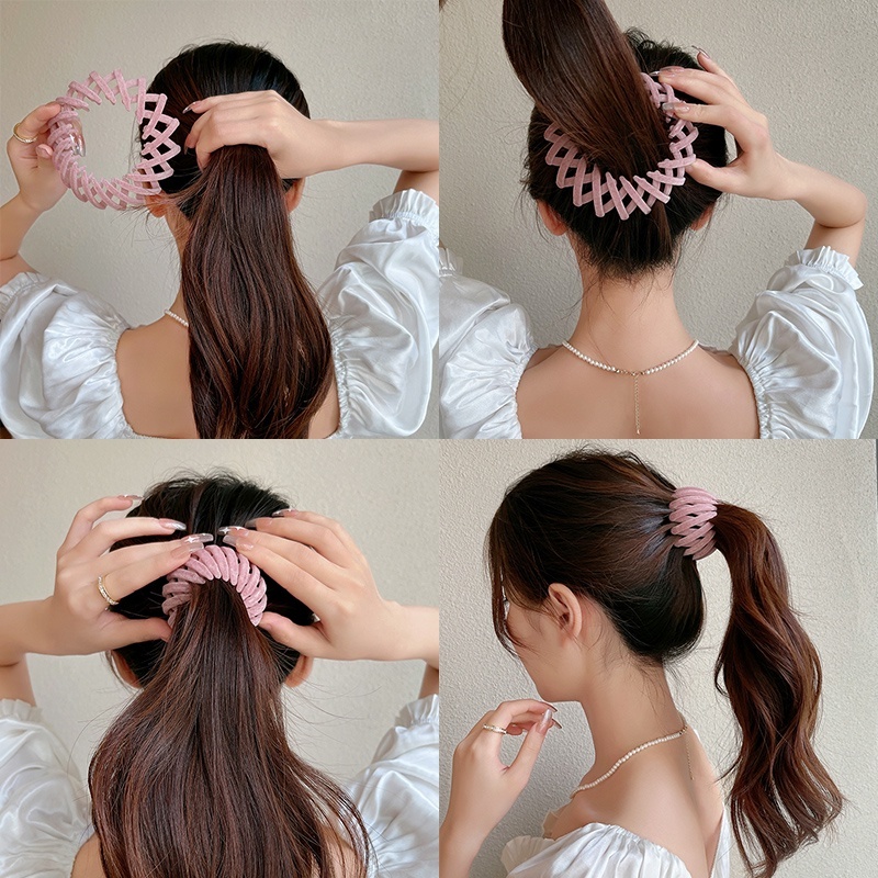 日韓「鳥巢」百變懶人絨面髮圈