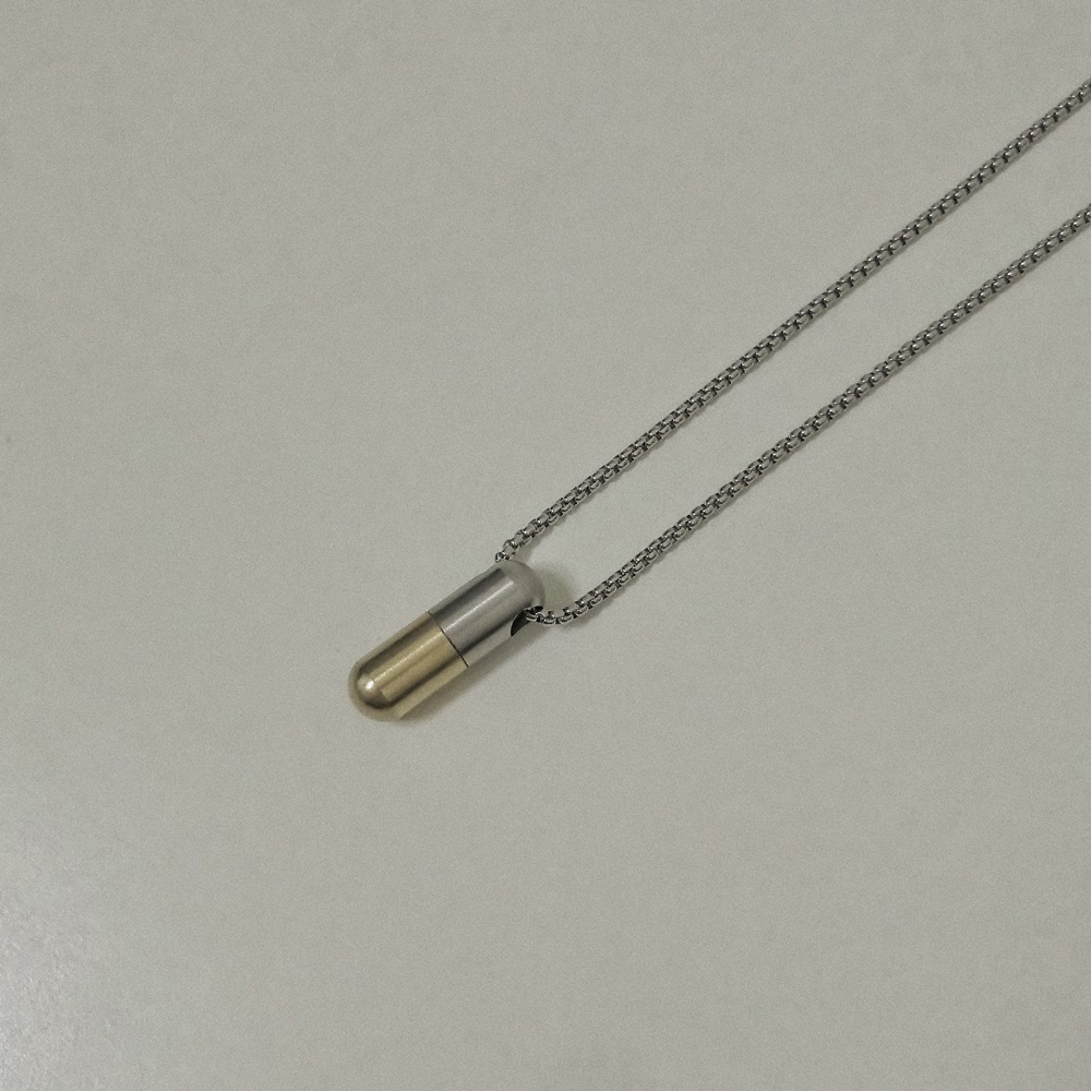 #現貨 (ACCN551) 鋼項鍊 開箱神器金屬膠囊