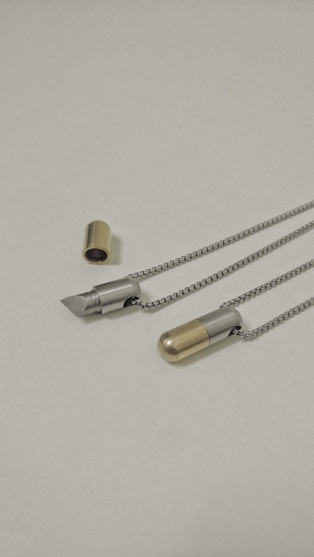 #現貨 (ACCN551) 鋼項鍊 開箱神器金屬膠囊