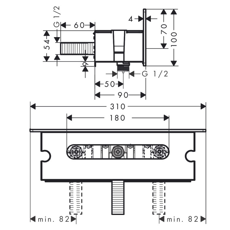 hansgrohe Fixfit 26456, -400 wall outlet with holder