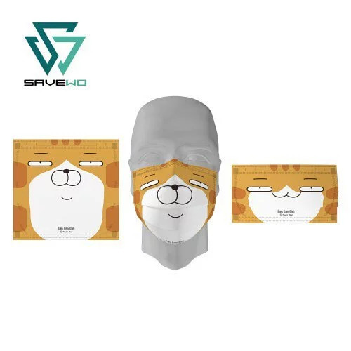 【成人口罩】LEVEL 3【SAVEWO X 白爛貓 型貓系列】「眼超超」三摺平面口罩 (30片獨立包裝 / 盒 )