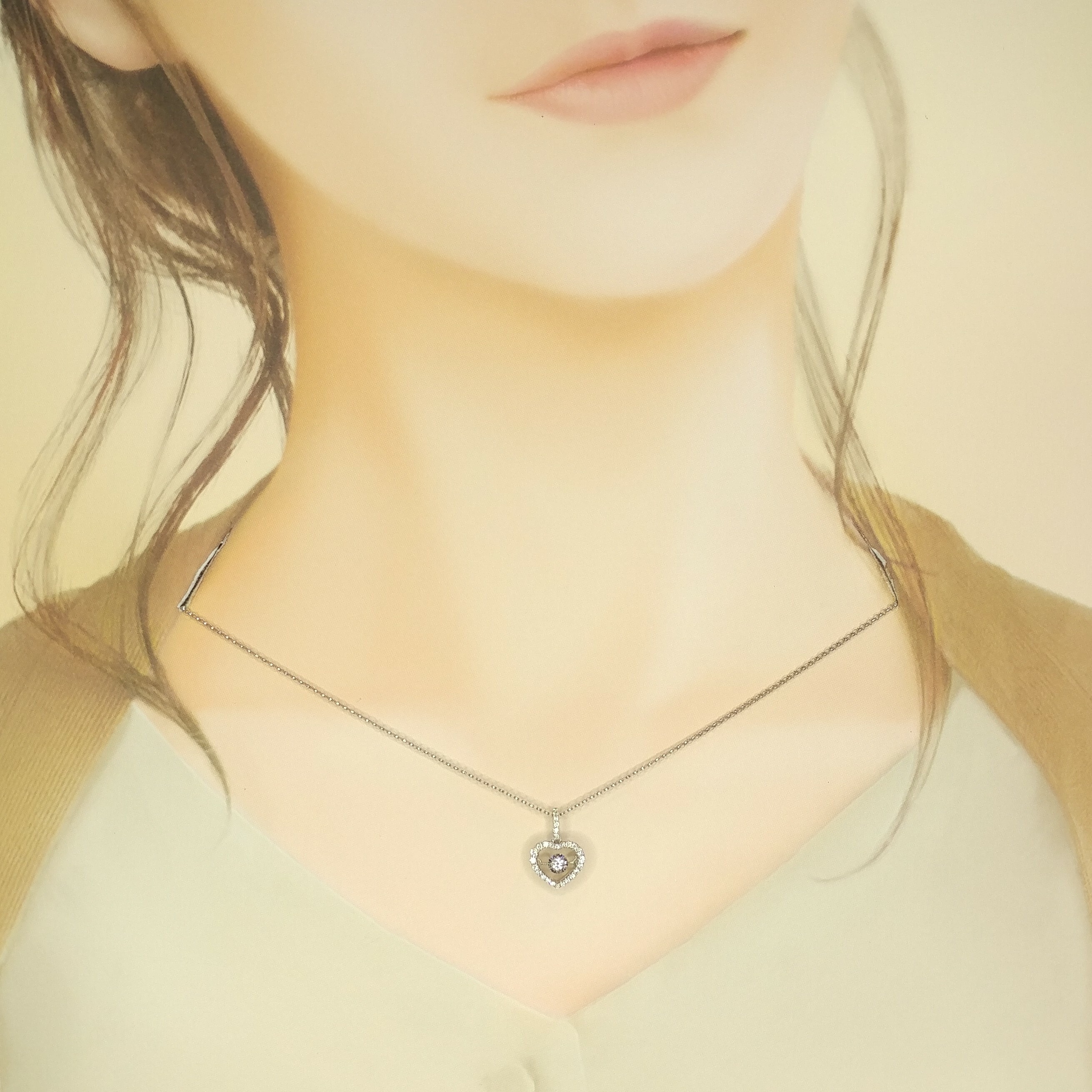 全新18K白金21份鑽石吊墜