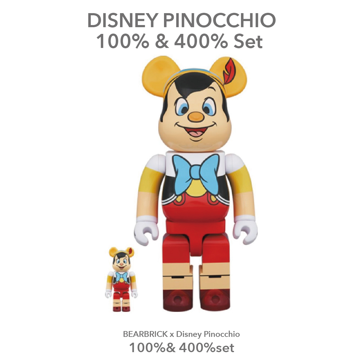 Bearbrick x Disney Pinocchio 100% & 400% Set 皮諾丘