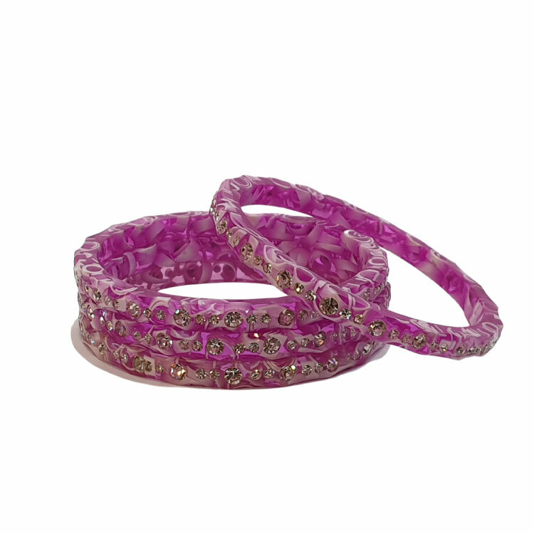 Purple Fancy Acrylic Bangles 4 Piece Set PB1405