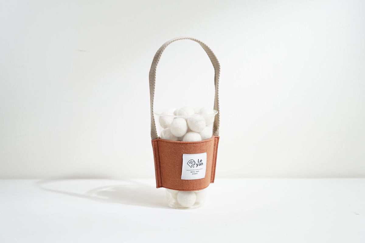 樂洋羊毛氈・Leyan / 提了就走飲料提袋－柑橘色