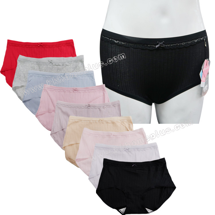 4條裝 彩田: 女裝中腰直條花邊內褲