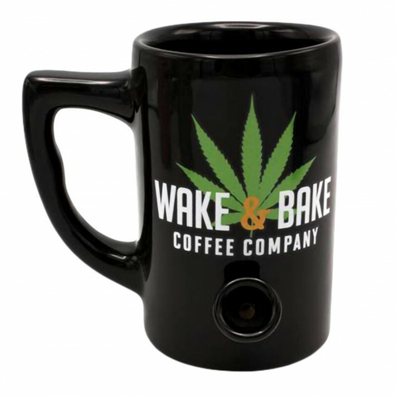 CERAMIC WAKE & BAKE COFFEE MUG PIPE