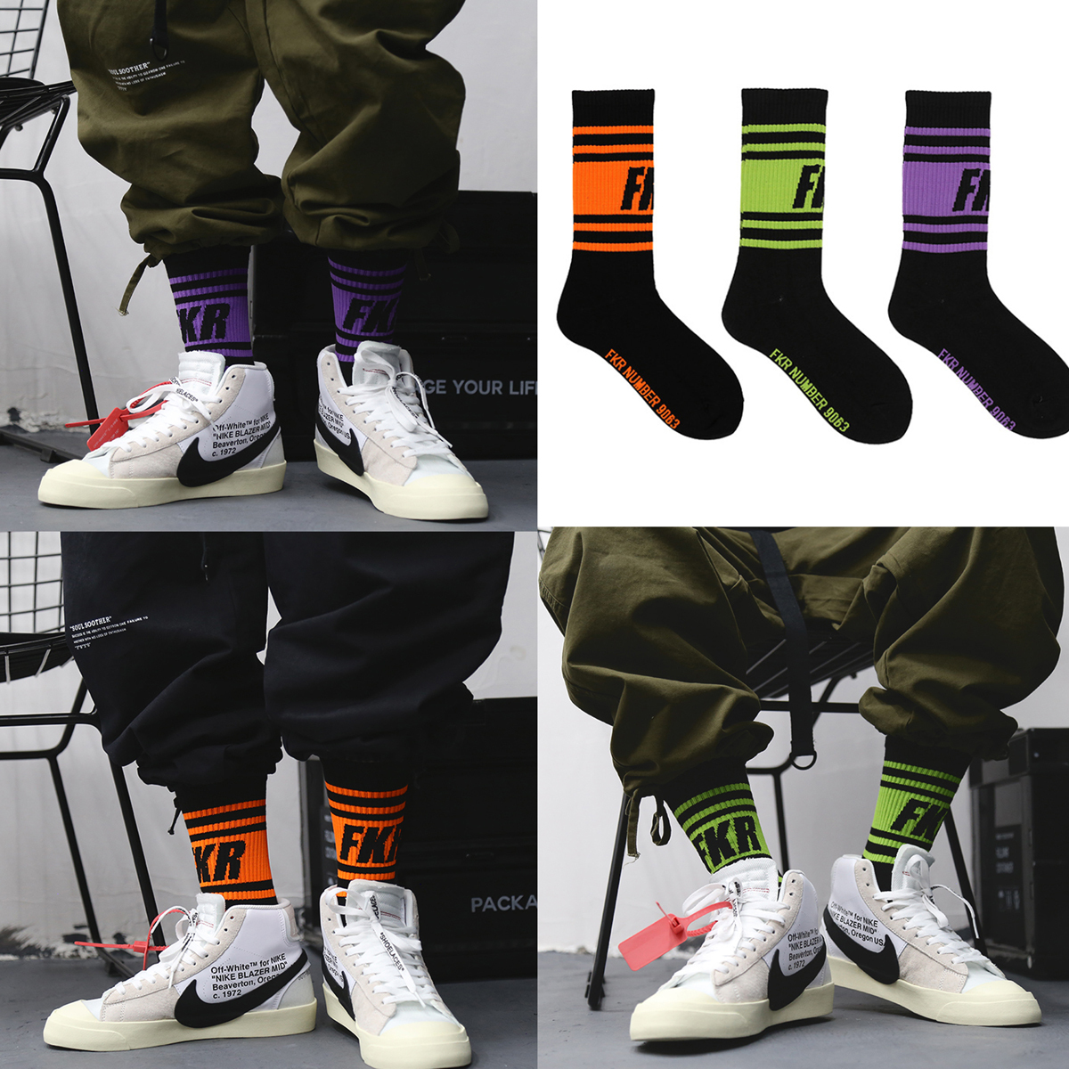 【SCFK006】螢光亮色系潮流設計長襪