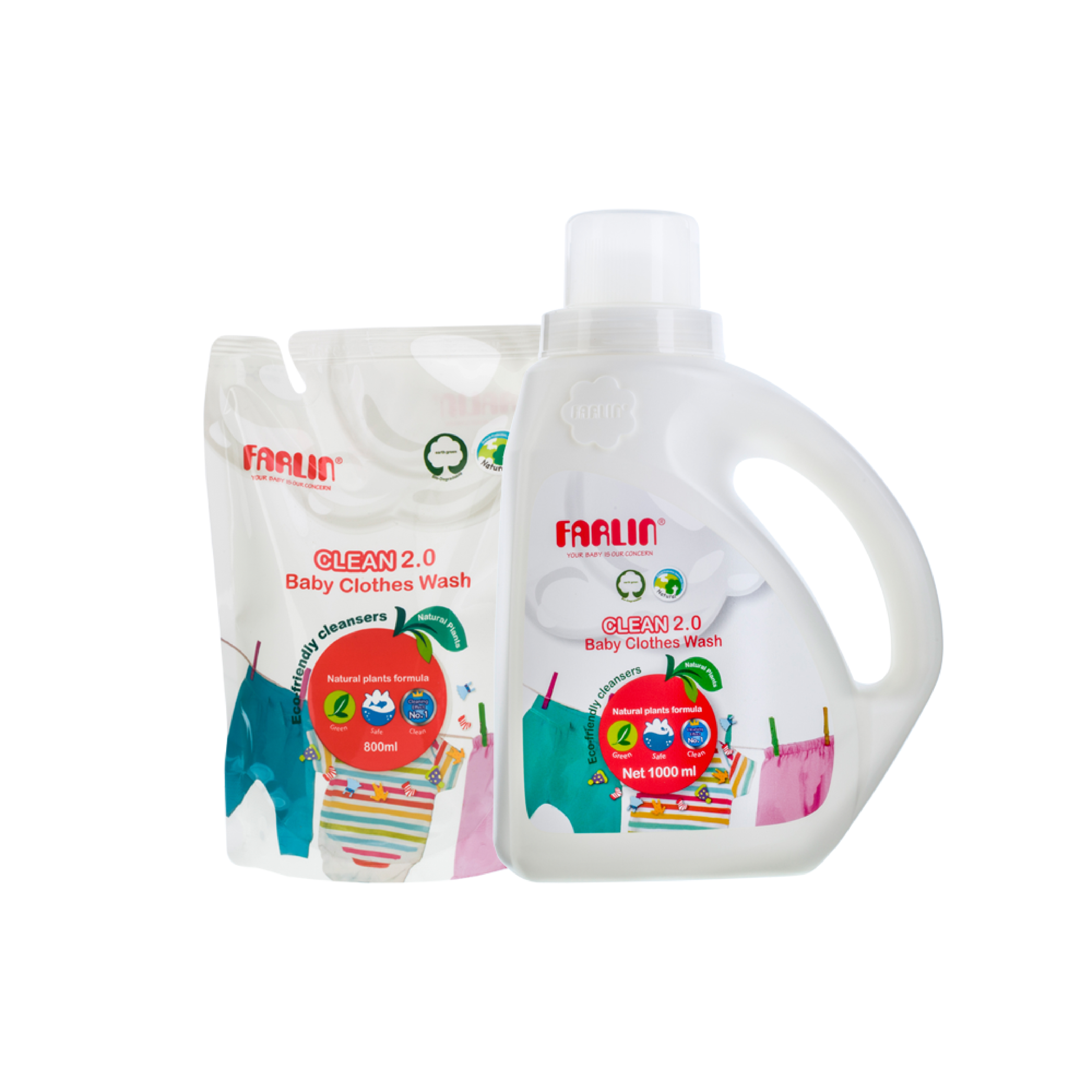 【FARLIN】植物性寶寶洗衣精-促銷組(罐裝1000mlX補充包800ml)