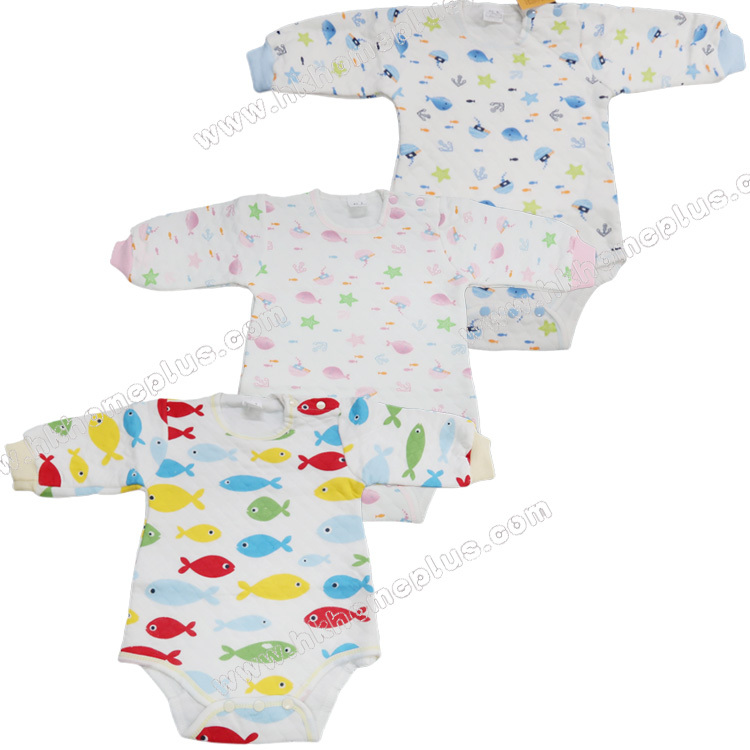 Koma Land: 嬰兒印花夾絲肩鈕長袖蛤衣 BE3066 (2-4碼)