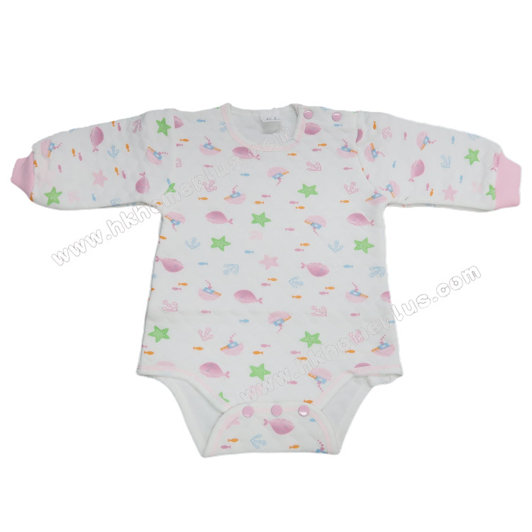 Koma Land: 嬰兒印花夾絲肩鈕長袖蛤衣 BE3066 (2-4碼)