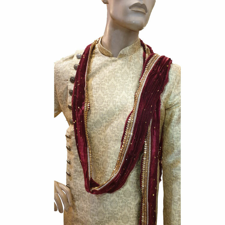 Men Maroon Fancy Velvet Dupatta
