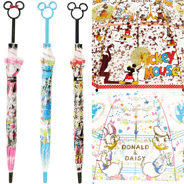 【現貨】日本迪士尼米奇頭造型透明棚式雨傘 唐老鴨 黛西