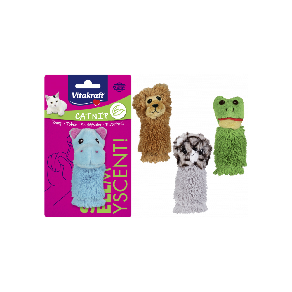 德國Vitakraft - 貓草手指玩具(河馬/猴子/青蛙/虎斑貓)11.5cm