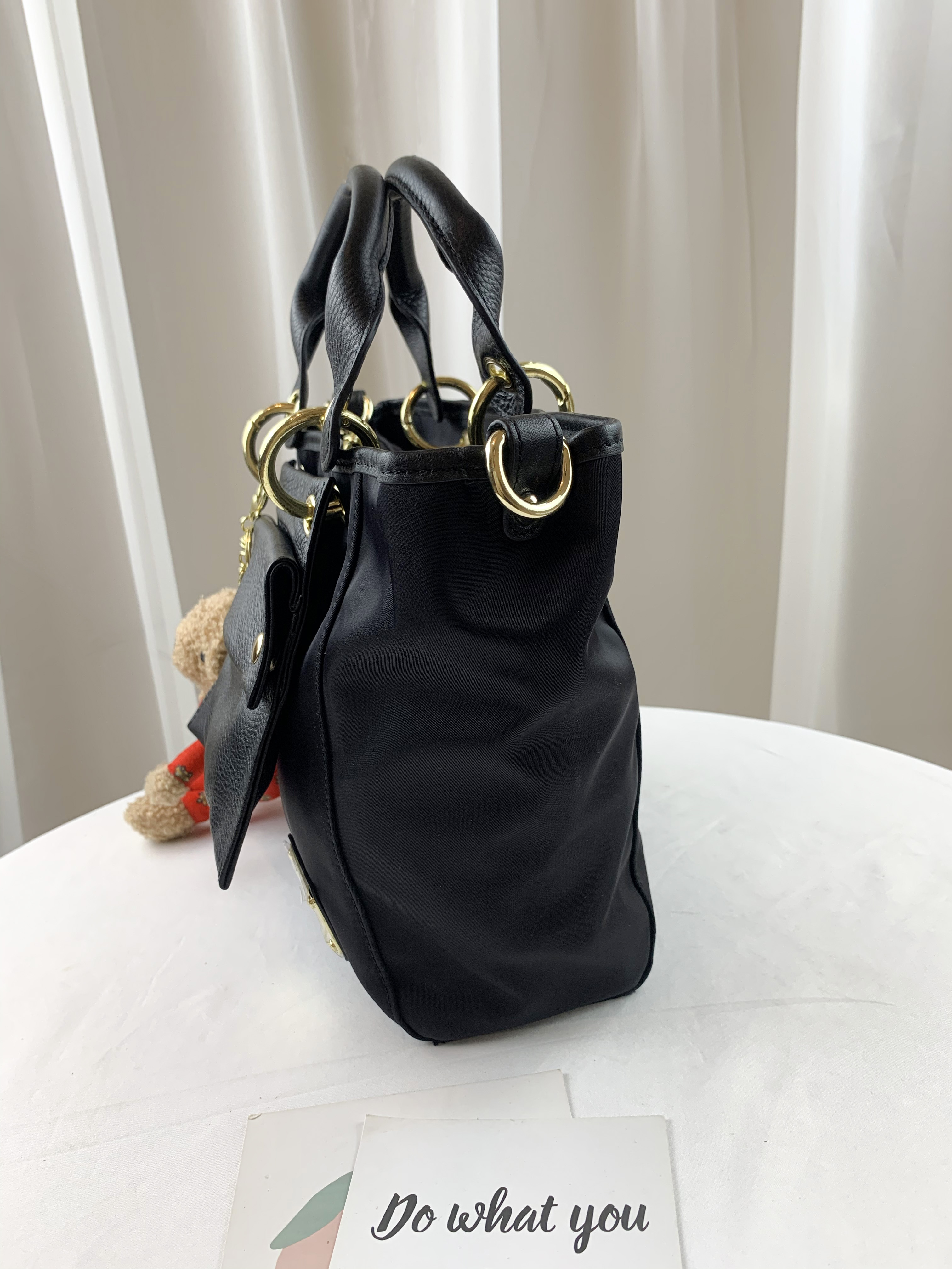 GOODS 經典黑 尼龍拼接真皮手提包 / 側背包  #2603