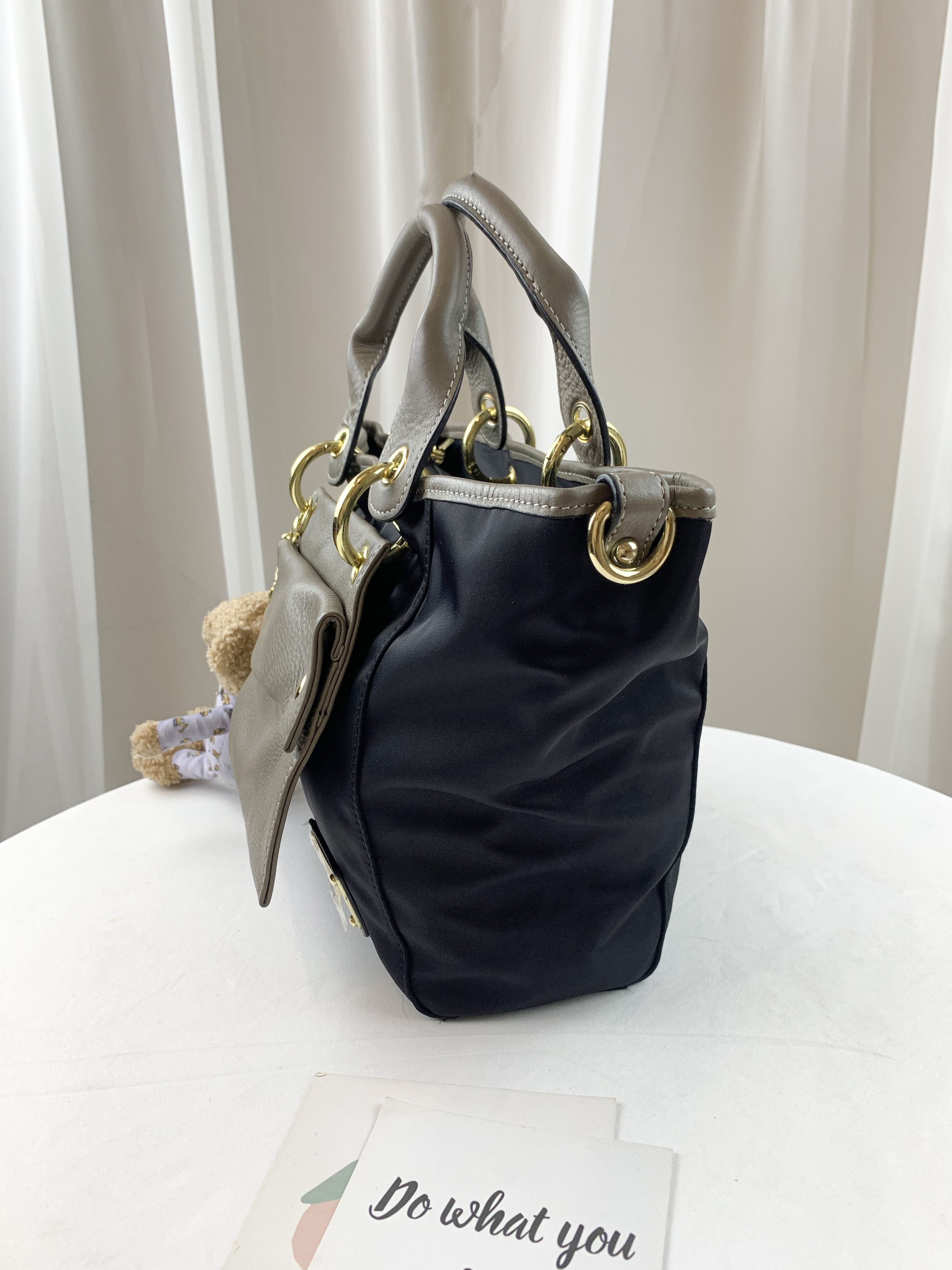 GOODS 大象灰 尼龍拼接真皮手提包 / 側背包  #2603