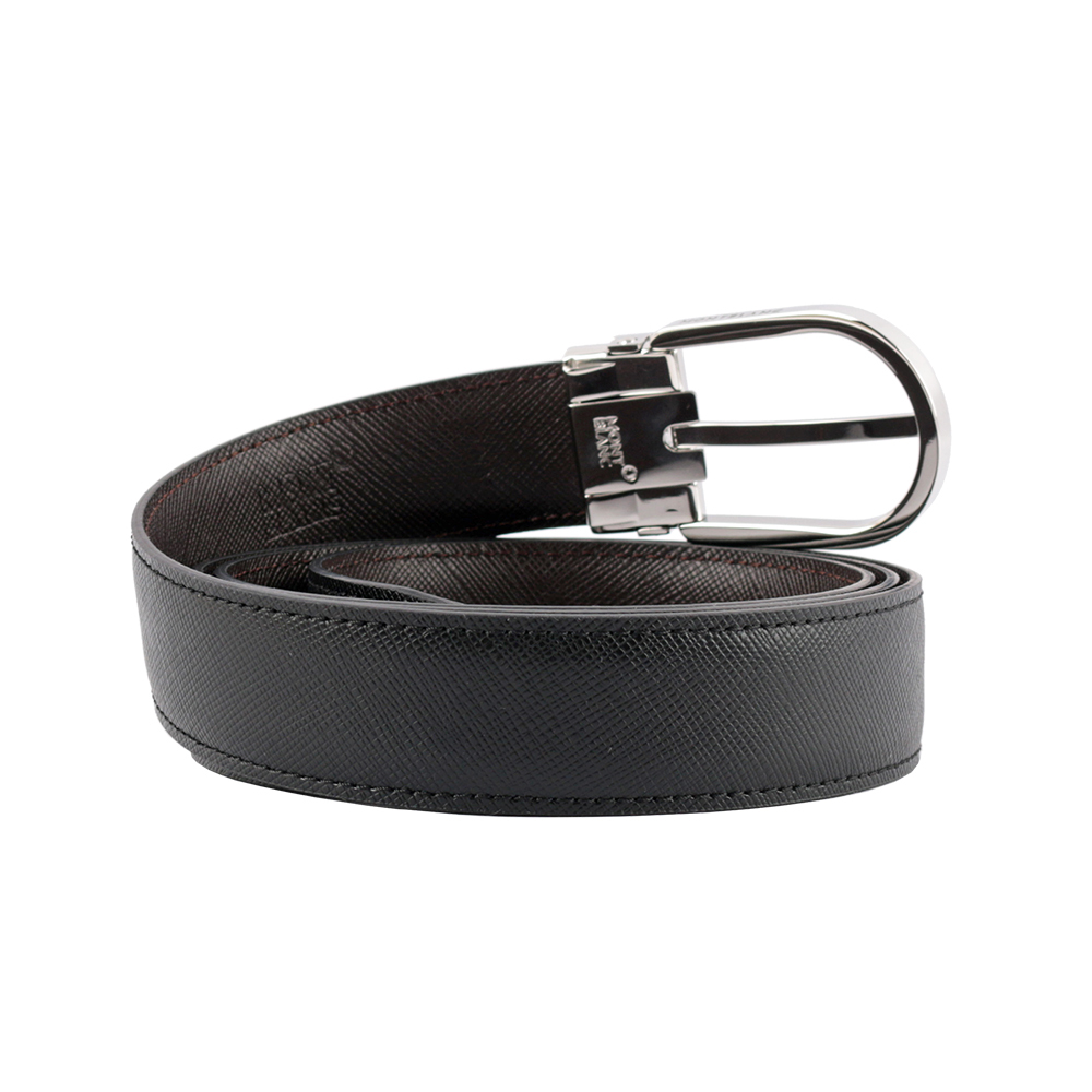 【Montblanc】防刮牛皮搭釦式雙面可用皮帶