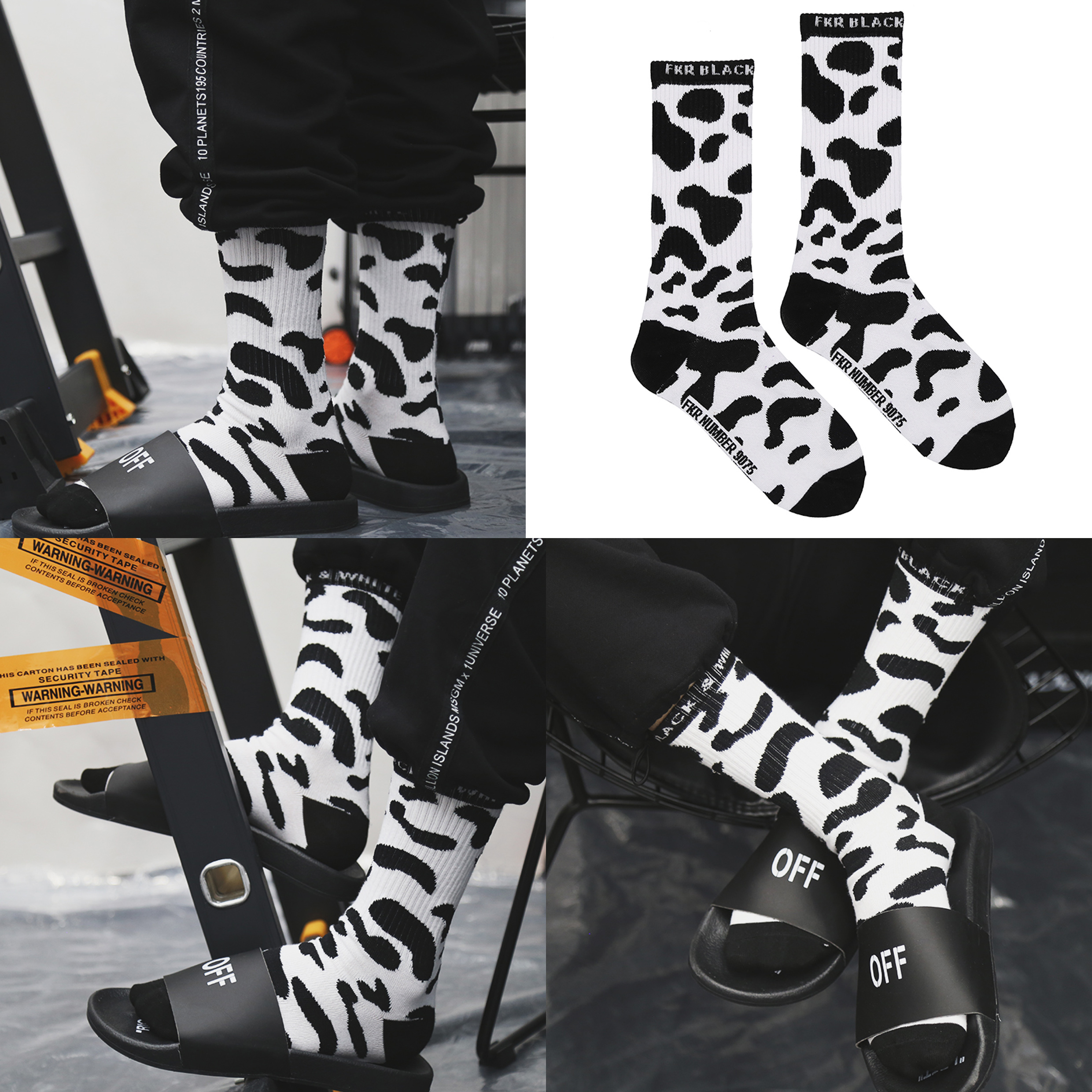 【SCFK017】街頭搞怪黑白乳牛設計長襪