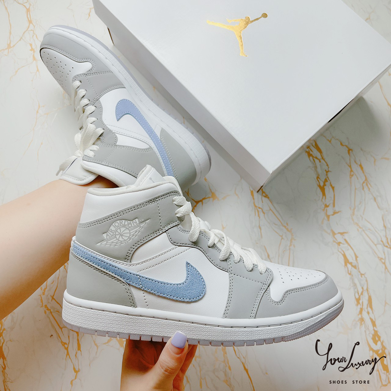 【Luxury】 Air Jordan 1 Mid 灰白煙灰小Dior 中筒男女鞋Nike AJ1 情侶