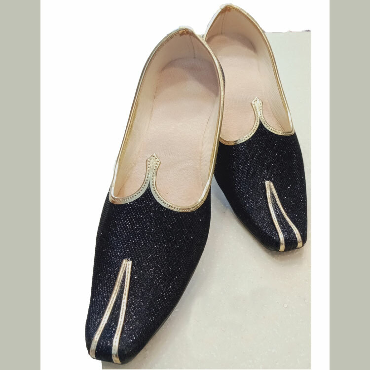 Men Sherwani Jutti Silk Blue Shoes SHOE122