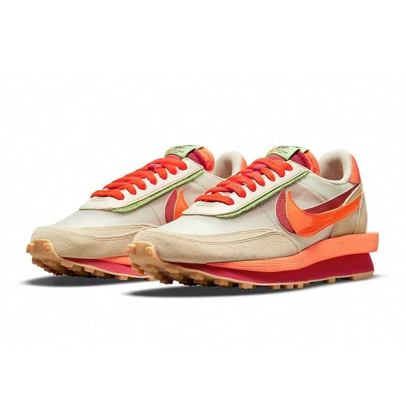CLOT x Sacai x Nike LDWaffle 三方聯名 死亡之吻配色 解構鞋 橘紅