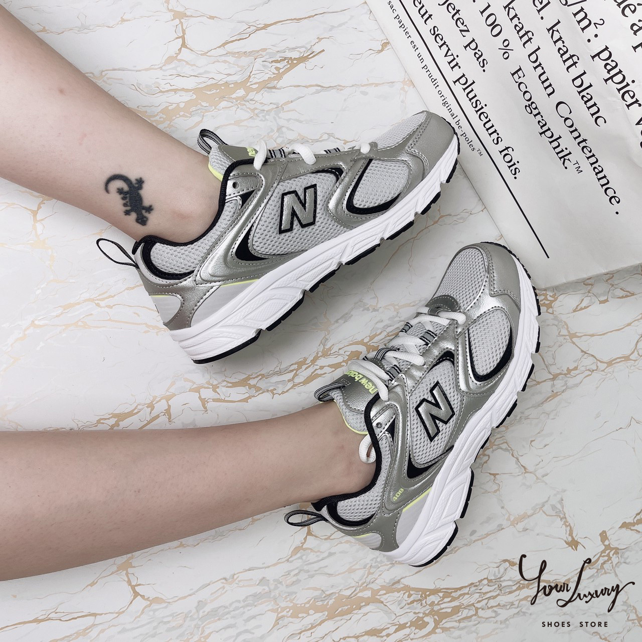 【Luxury】 New Balance 408 復古 慢跑鞋 女鞋 紐巴倫 530相似款 穿搭 白 銀 NB408