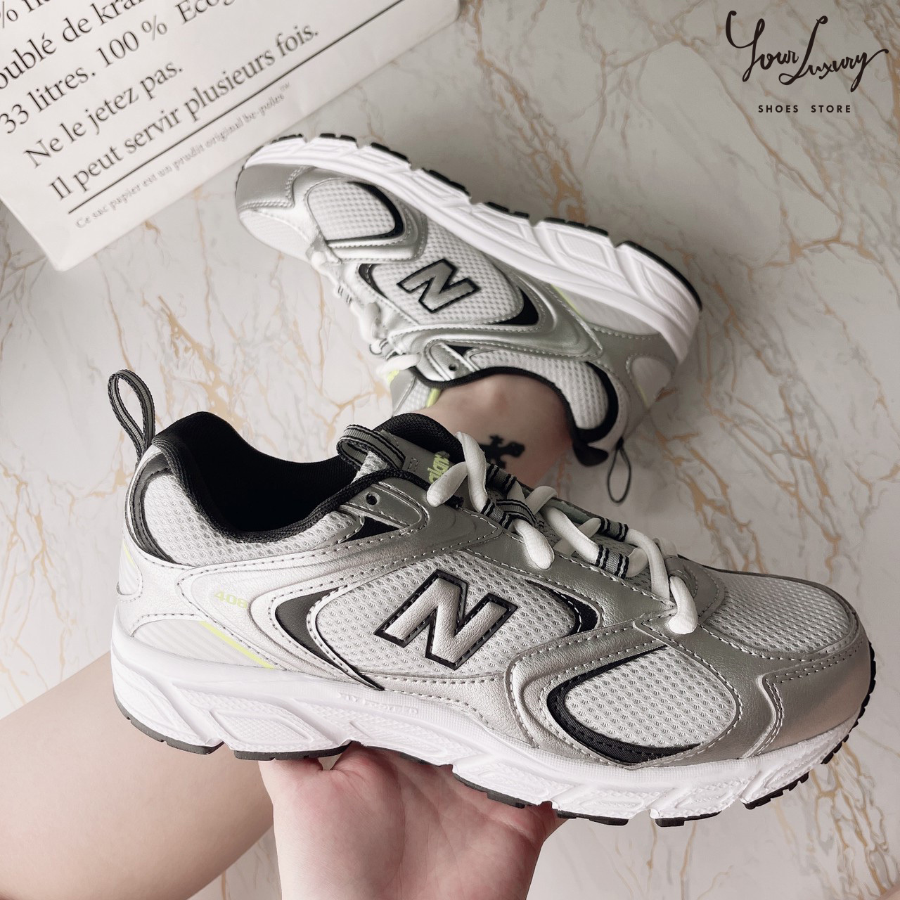 【Luxury】 New Balance 408 復古 慢跑鞋 女鞋 紐巴倫 530相似款 穿搭 白 銀 NB408