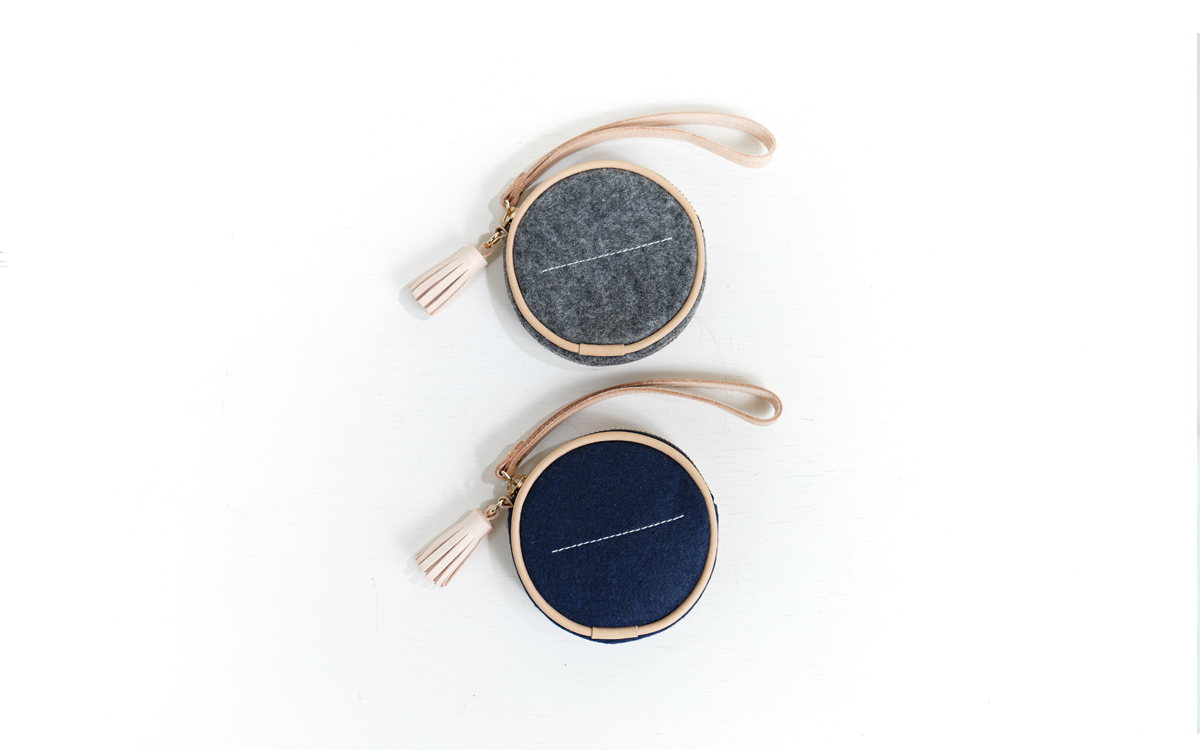 皮革滾邊圓型零錢包