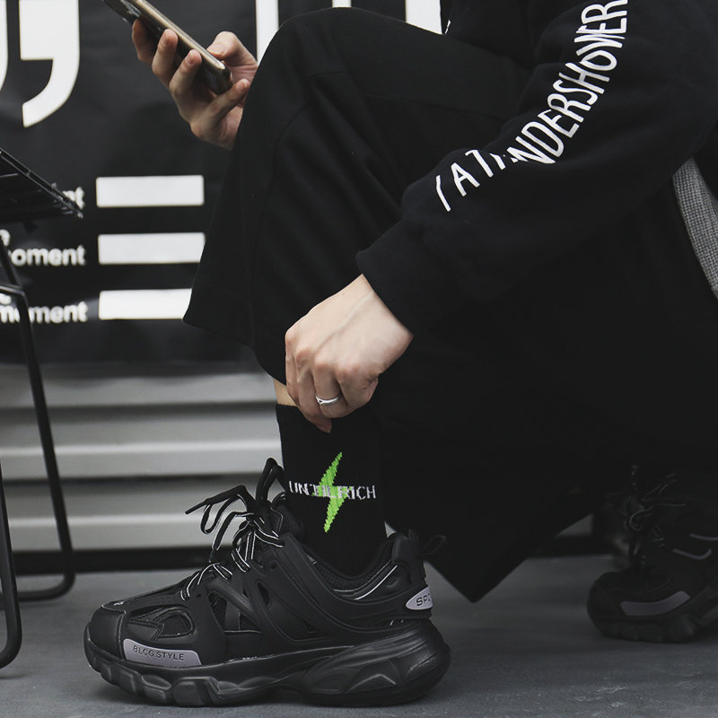 【SCYL020】螢光亮色閃電設計中長襪