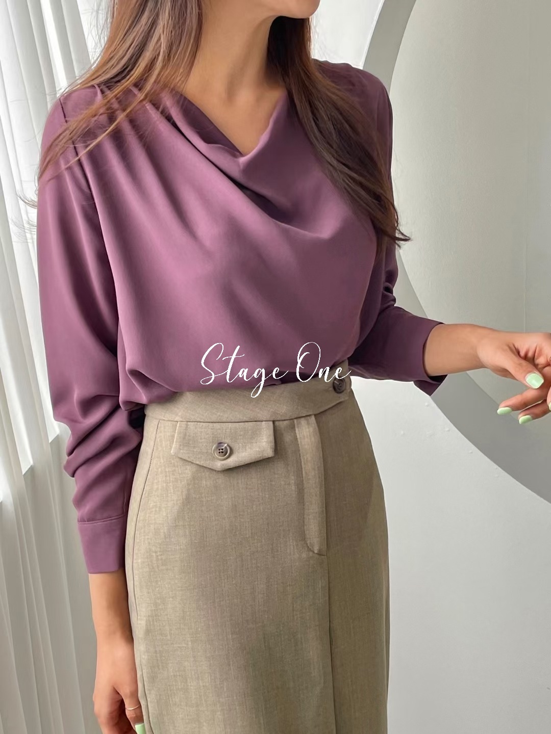 韓國製🇰🇷TP2176 波浪垂綴雪紡上衣