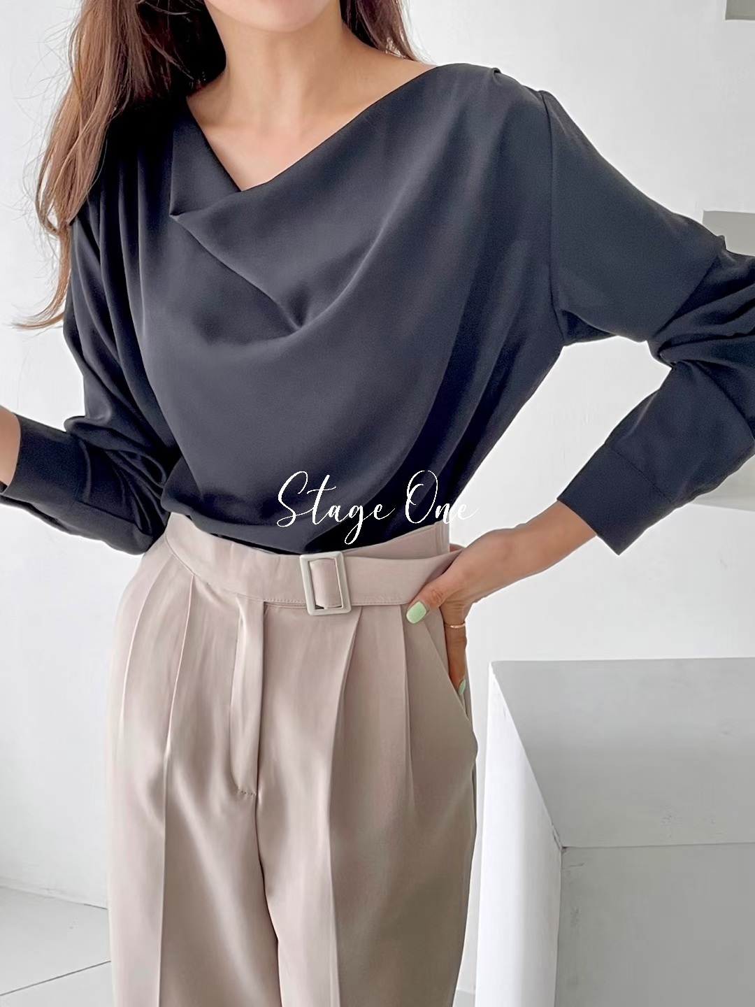 韓國製🇰🇷TP2176 波浪垂綴雪紡上衣