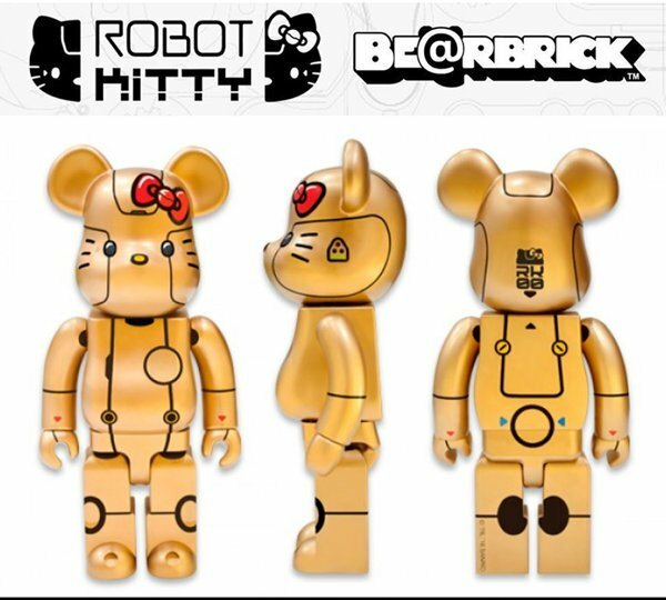 BE@RBRICK ROBOT KITTY WHITE & GOLD VERSION 400% 2pcs Se