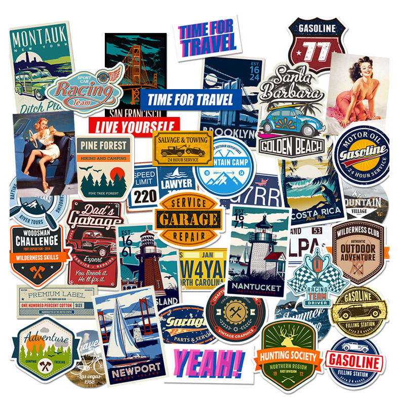 【STKN010】復古城市旅行綜合設計系列貼紙40張