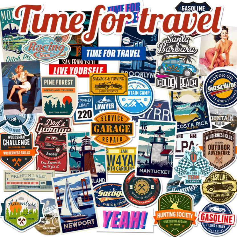 【STKN010】復古城市旅行綜合設計系列貼紙40張