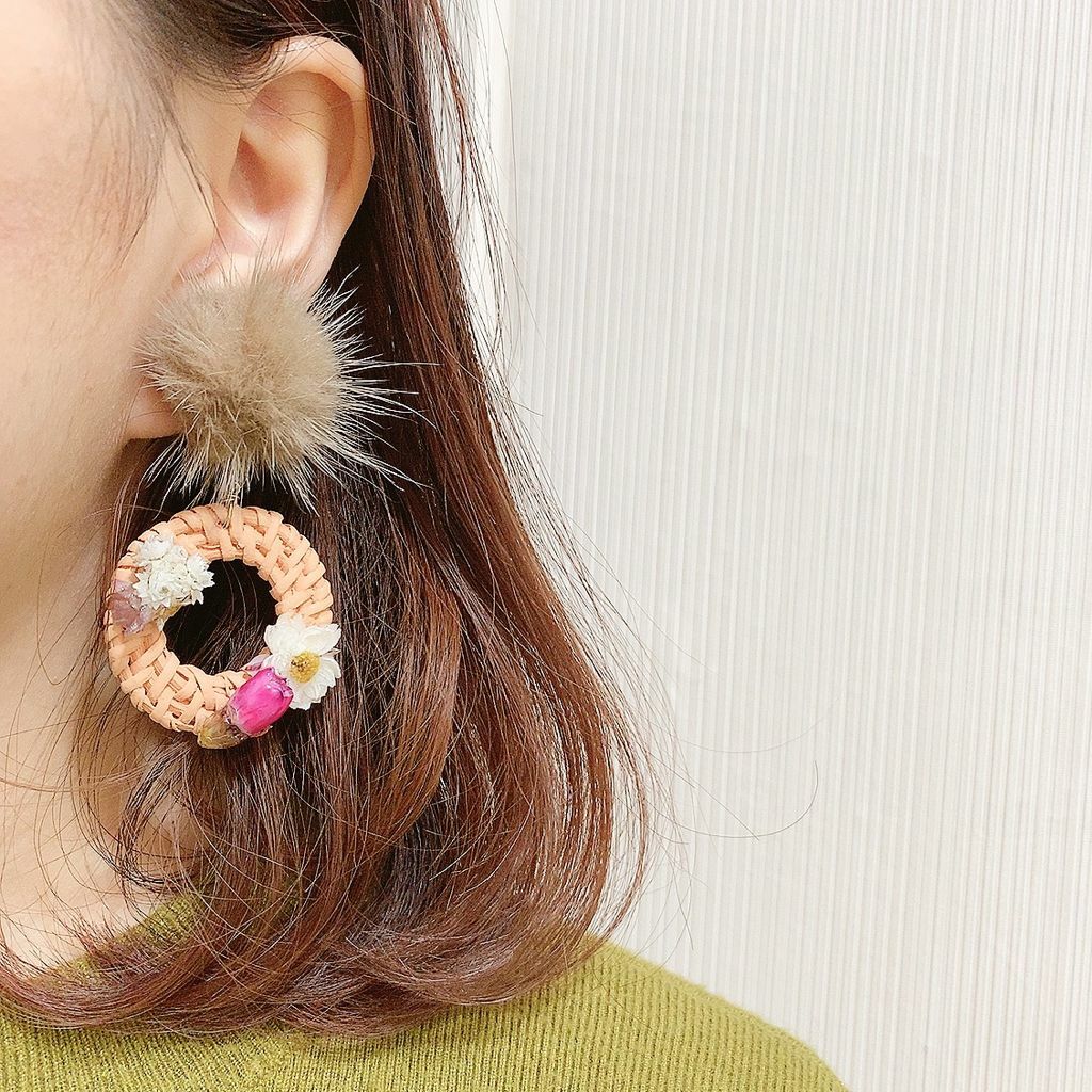 [手作家] FLL 毛毛藤製耳環