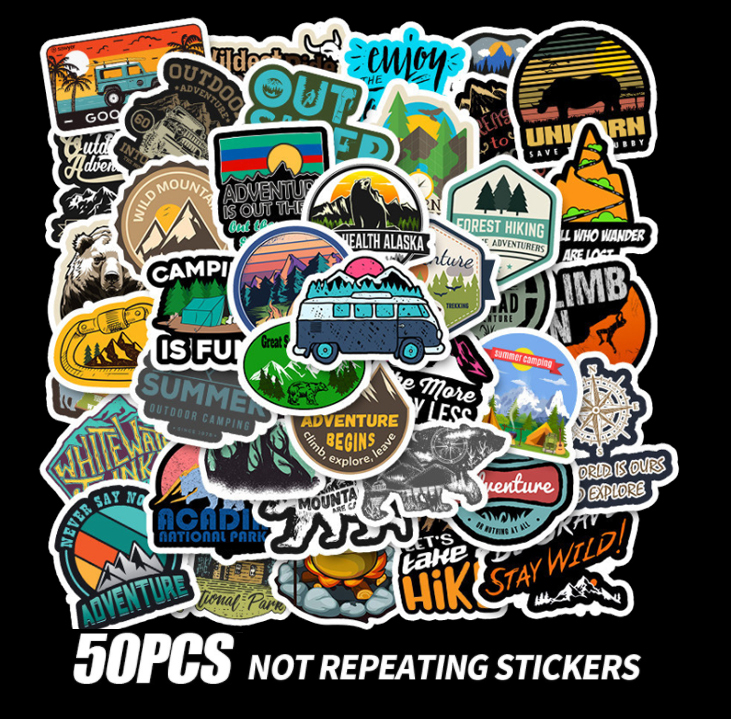 【STCL003】Outdoor風格露營系列設計貼紙50張
