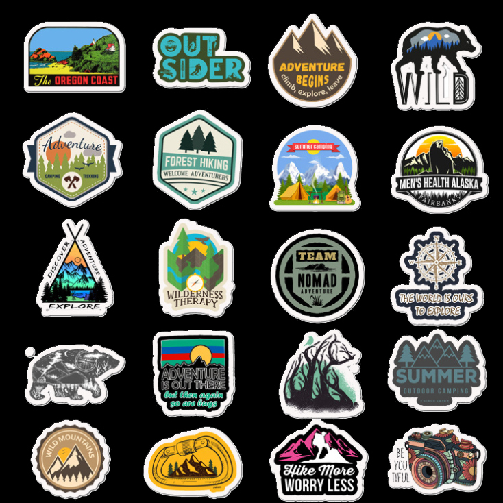 【STCL003】Outdoor風格露營系列設計貼紙50張