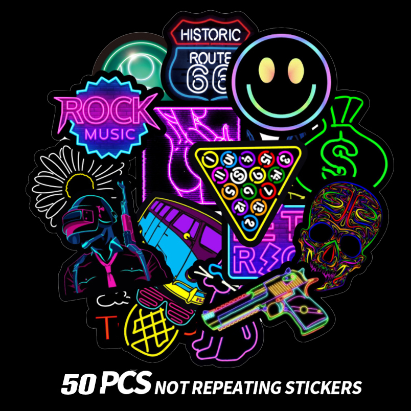 【STCY005】霓虹燈塗鴉設計系列貼紙50張