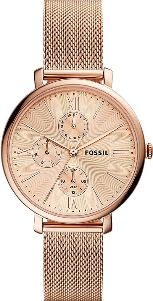 萬年鐘錶 - Fossil    玫瑰金三眼米蘭錶帶女錶 ES5098  錶徑38MM