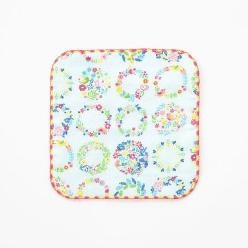 日本COCOWALK小方巾(花圈) (藍色) 15x15 (日本製)
