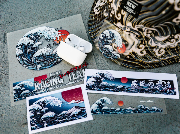 【STSK004】日系海浪疾風怒濤半透明車貼6張